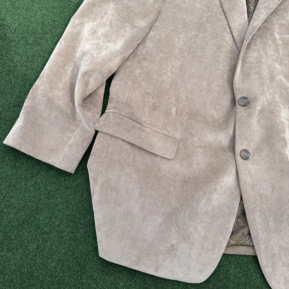 Vintage Ralph‎ Lauren Suede Blazer Taupe Beige Size 46 R Patch Pocket GUC